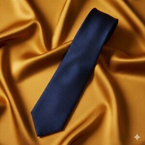 Ted Baker London Men’s Silk Textured Tie – Navy Blue – Classic Elegant Design